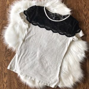 Women’s H&M black lace detail tee